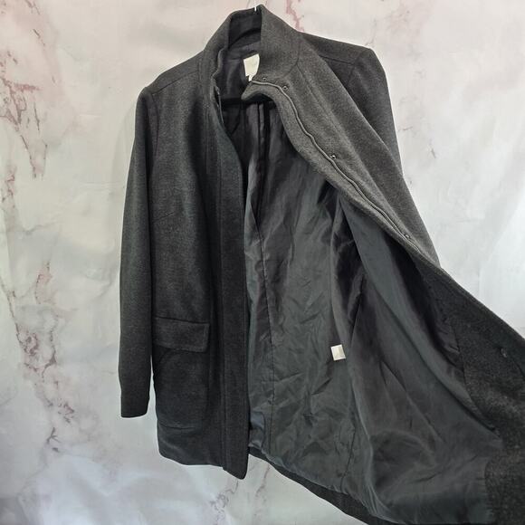 J Jill Coat Womens Small Dark Gray Long Jacket Pea Mock Winter Formal